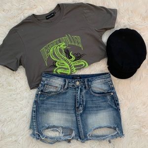 Ripped Raw Denim Skirt